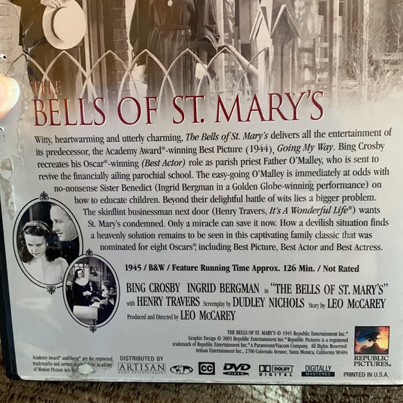 1945 The Bells of St. Mary’s DVD w Bing Crosby & Ingrid Bergman, good condition - Picture 3 of 5